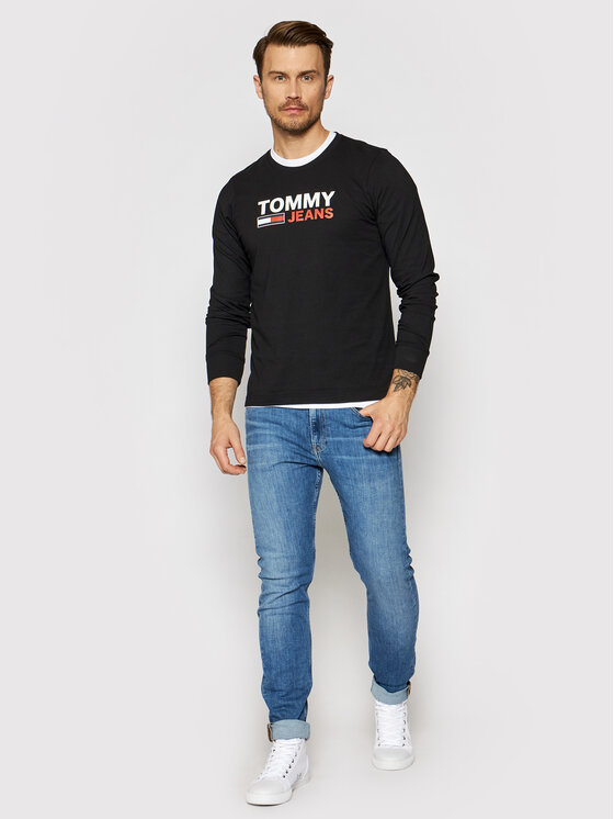Tommy Jeans S dlouh m ruk vem Corp Logo Tee DM0DM09487 ern