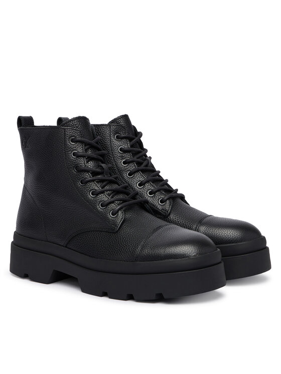 Calvin Klein Calvin Klein Outdoorová obuv Lugged Mid Lace Up Tc Tu Lth HM0HM02267 Čierna