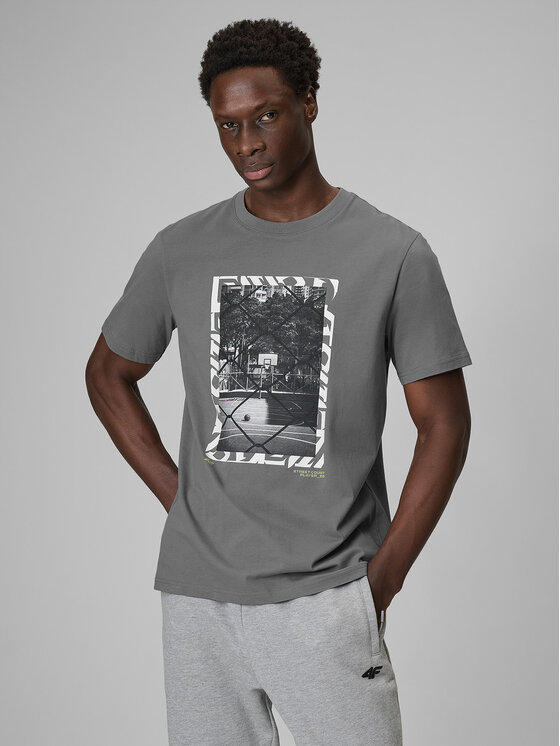 4F 4F T-Shirt FLUID EXPRESSIONS Szary Regular Fit