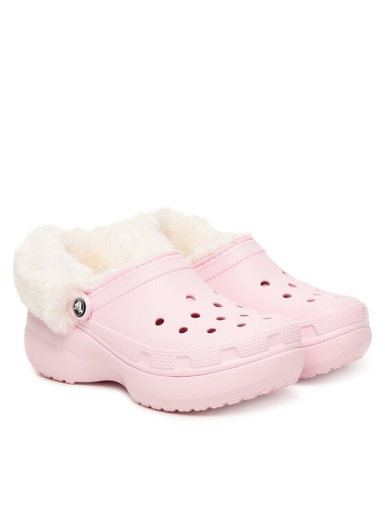 Crocs Crocs Klapki Classic Platform Fuzz Lined Clog 212854 Różowy