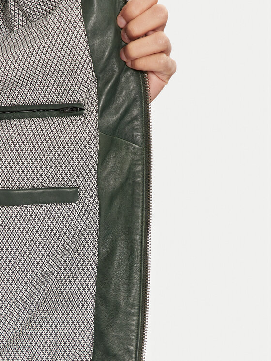 Serge Pariente Serge Pariente Кожено яке Leman 2 Зелен Slim Fit