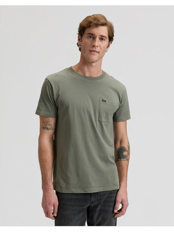 Lee Lee T-Shirt ULTIMATE POCKET TEE Zielony Slim Fit