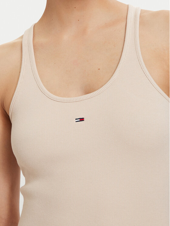 Tommy Jeans Tommy Jeans Φόρεμα καλοκαιρινό Racerback DW0DW22329 Ανοιχτό μπεζ Slim Fit