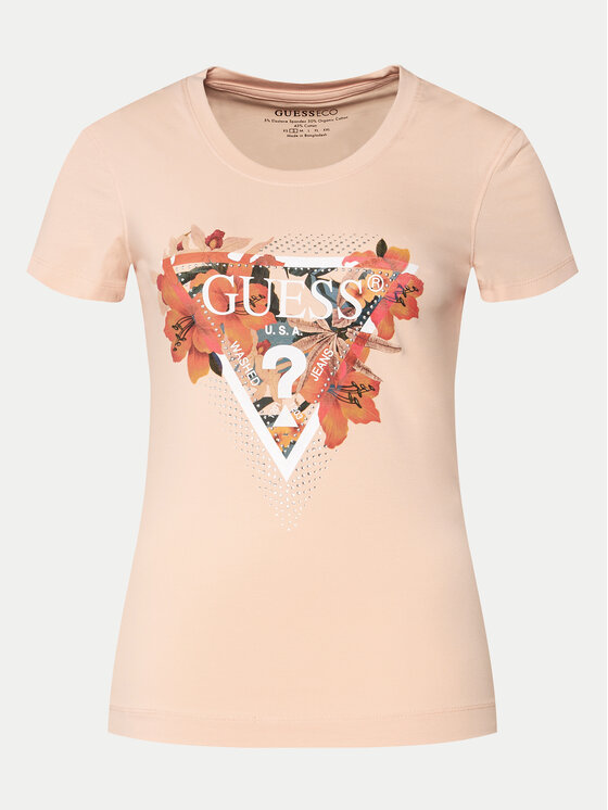Guess Guess T-särk Ss Cn Tropical Train W4GI62 J1314 Oranž Slim Fit
