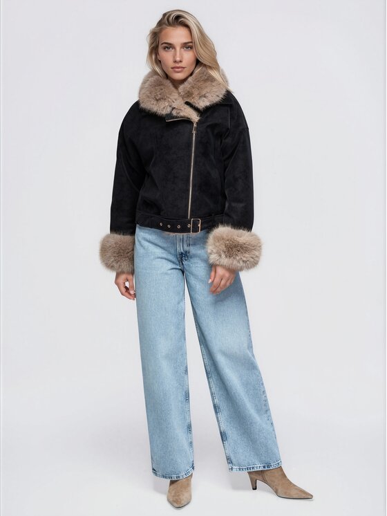 Ombre Ombre Kurtka przejściowa OW-JT-E0013 Czarny Regular Fit
