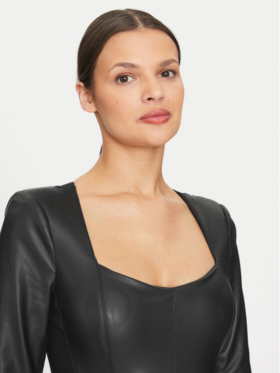 Guess Guess Dirbtinės odos suknelė 4YGK20 7159A Juoda Regular Fit