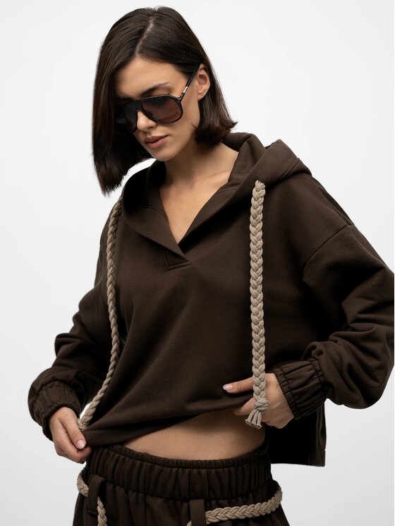 MANDRAGORA MANDRAGORA Bluza Sento Brązowy Standard Fit