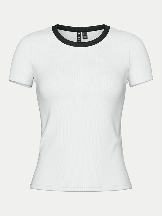 Pieces Pieces Marškinėliai May 17154483 Balta Slim Fit