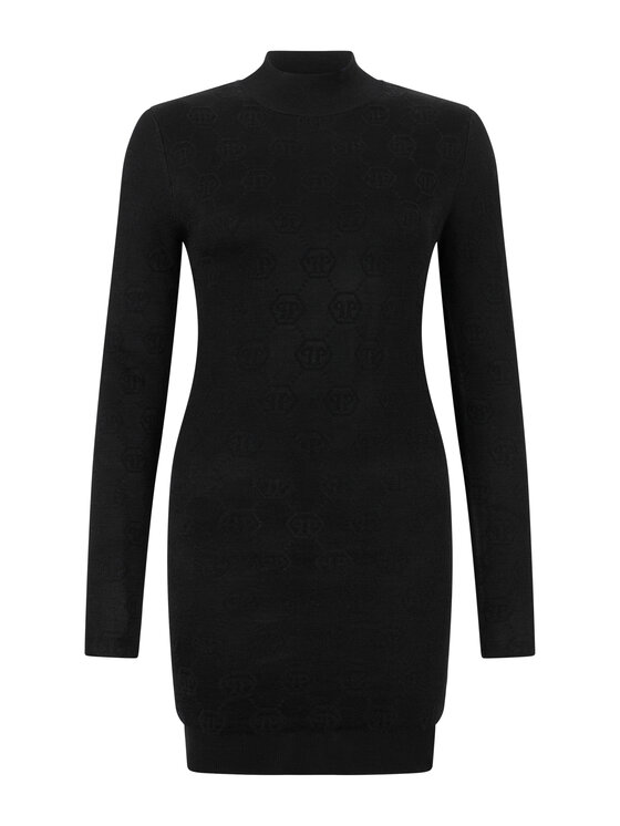 PHILIPP PLEIN PHILIPP PLEIN Sukienka dzianinowa 31381 Czarny Regular Fit
