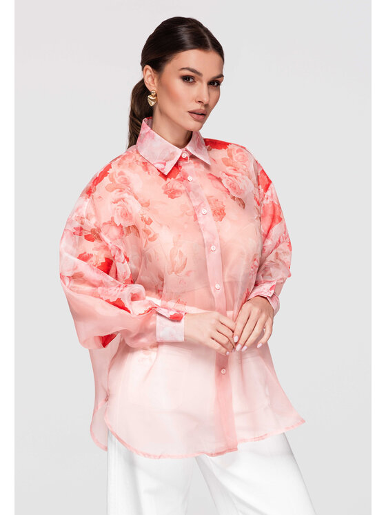 Ombre Ombre Koszula OW-SH-E0028 Różowy Oversize