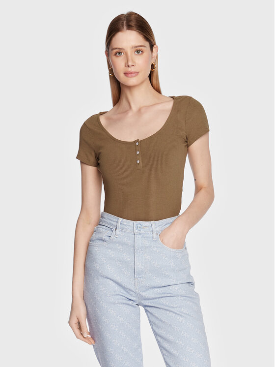 Guess Bluză Karlee W2YP24 KBCO2 Maro Slim Fit