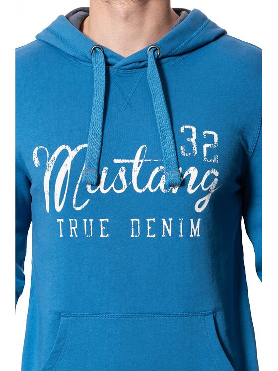 Mustang Mustang Felpa LOGOPRINT HOODIE Blu Regular Fit