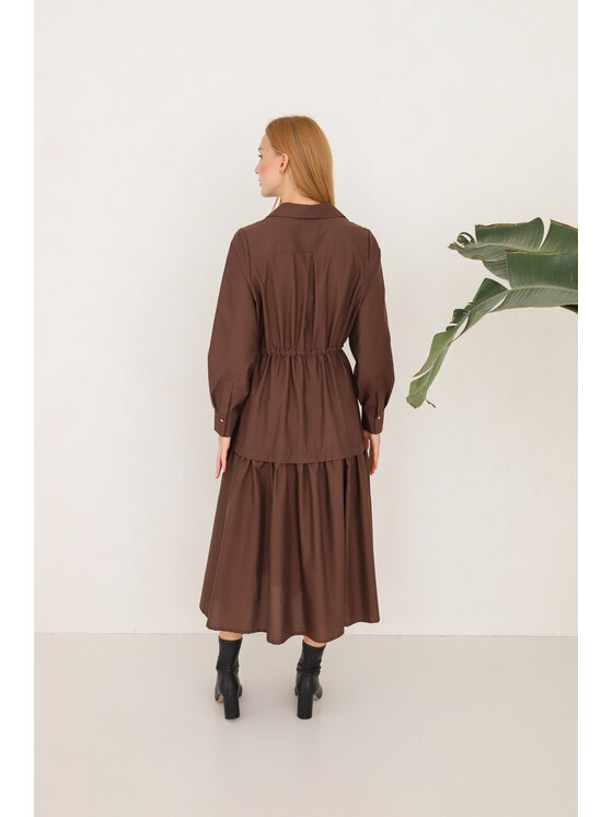 Entelier Entelier Sukienka codzienna maxi Brązowy Comfortable Fit