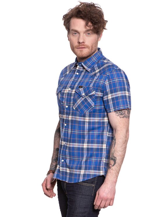 Lee Lee Koszula SS WESTERN Niebieski Regular Fit