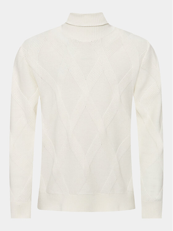 Lindbergh Lindbergh Rollkragenpullover 30-804043 Écru Relaxed Fit