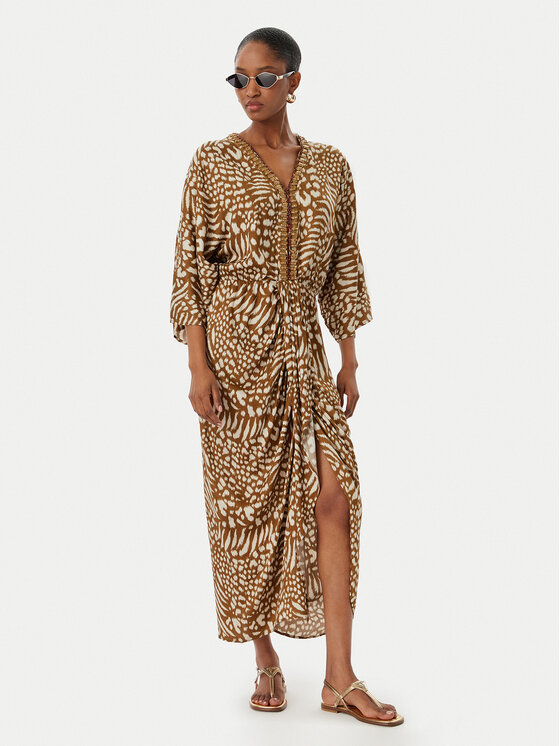 LOLA CASADEMUNT LOLA CASADEMUNT Sukienka letnia LS2616031 Brązowy Relaxed Fit
