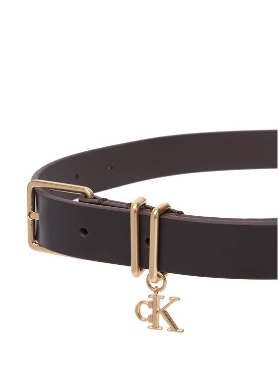 Calvin Klein Calvin Klein Ζώνη Monogram Charm Keeper Belt 25Mm LV04F7086G Σκούρο καφέ