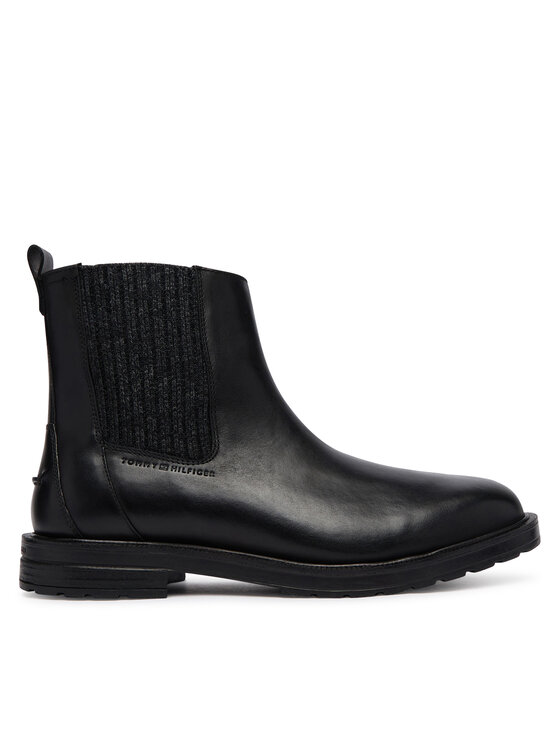 Tommy Hilfiger Tommy Hilfiger Botki Cleated Hilfiger Brush Wl Chel FM0FM06080 Czarny