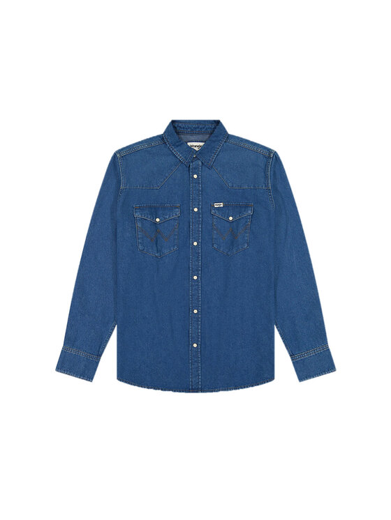 Wrangler Wrangler camicia di jeans 112357192 Blu scuro Regular Fit