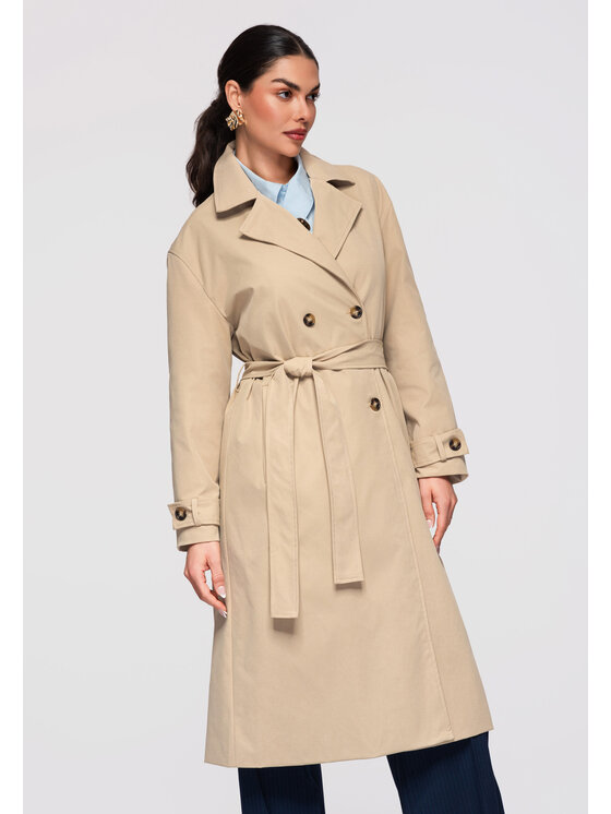 Ombre Ombre Płaszcz przejściowy OW-COLC-0119 Beżowy Oversize