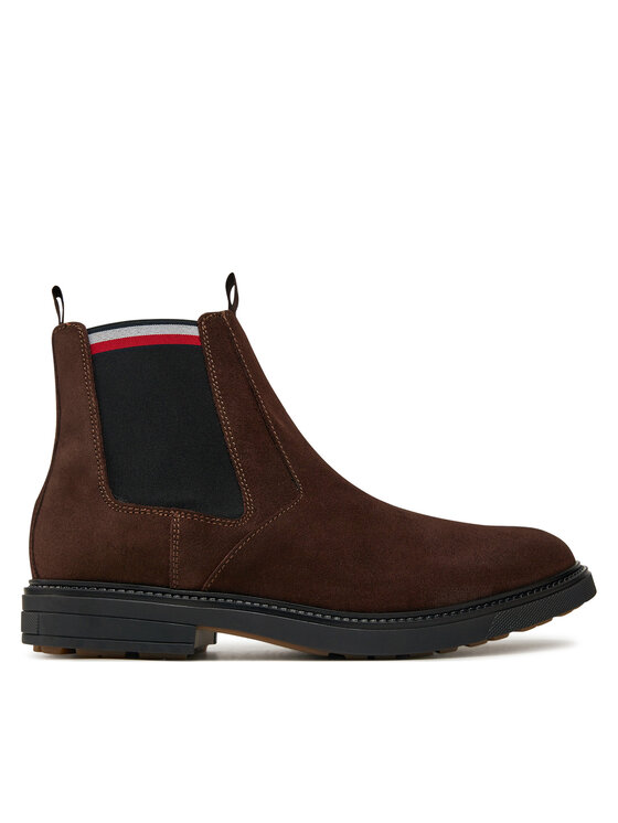 Tommy Hilfiger Členková obuv s elastickým prvkom Outdoor Suede Chelsea FM0FM05191 Hnedá