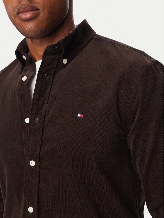 Tommy Hilfiger Tommy Hilfiger Cămașă Solid MW0MW40486 Maro închis Regular Fit