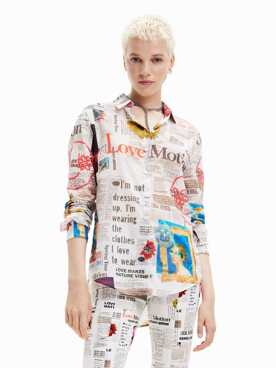 Desigual Desigual Cămașă Newspaper 23SWCW24 Colorat Regular Fit