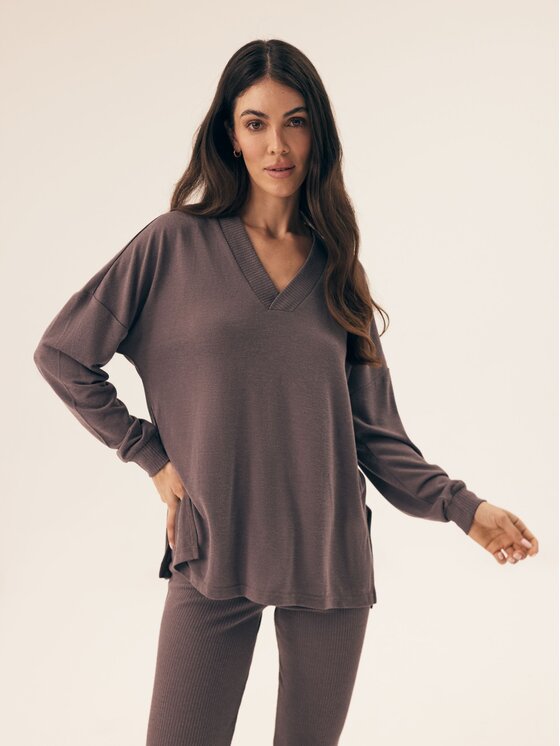 Esotiq Esotiq Komplet bluza i legginsy 42411 Szary Loose Fit