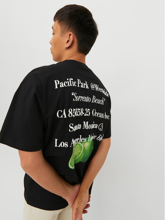 Jack & Jones Jack & Jones T-krekls Grocery 12230754 Melns Oversize
