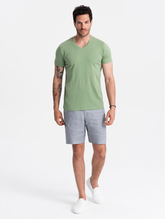 Ombre Ombre T-Shirt OM-TSBS-0145 Zielony Regular Fit