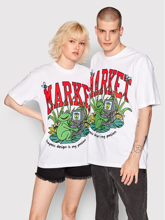 Market Market T-särk Unisex SMILEY Passionate Frog 399001091 Valge Relaxed Fit