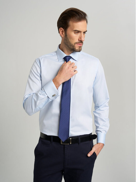 Willsoor Willsoor Koszula s47448 Niebieski Slim Fit
