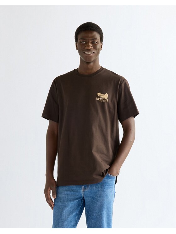 Wrangler Wrangler T-Shirt GRAPHIC TEE Brązowy Relaxed Fit
