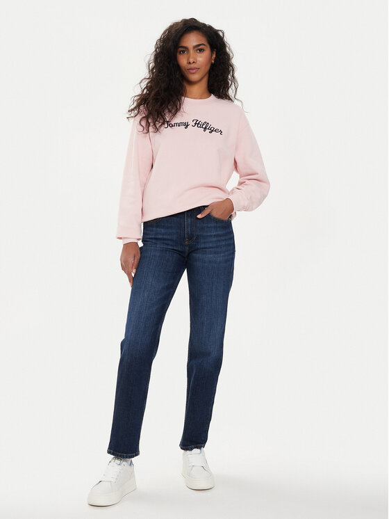 Tommy Hilfiger Tommy Hilfiger Суитшърт Modern Script WW0WW42615 Розов Regular Fit