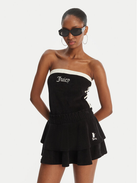 Juicy Couture Juicy Couture Spódnica mini Smocked Terry JCGGS126006 Czarny Regular Fit