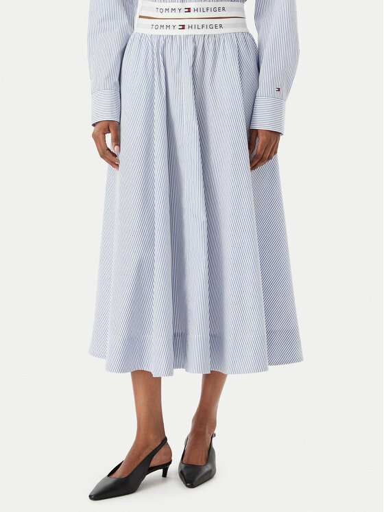 Tommy Hilfiger Tommy Hilfiger Fustă midi WW0WW48936 Albastru A-Line Fit