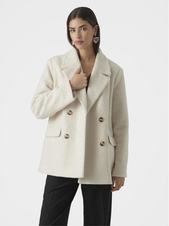 Vero Moda Prechodný kabát Sally 10298587 Écru Regular Fit