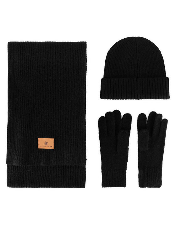 Beverly Hills Polo Club Beverly Hills Polo Club Комплект шапка, шал и ръкавици BHPC-MC-001-AW24 Черен