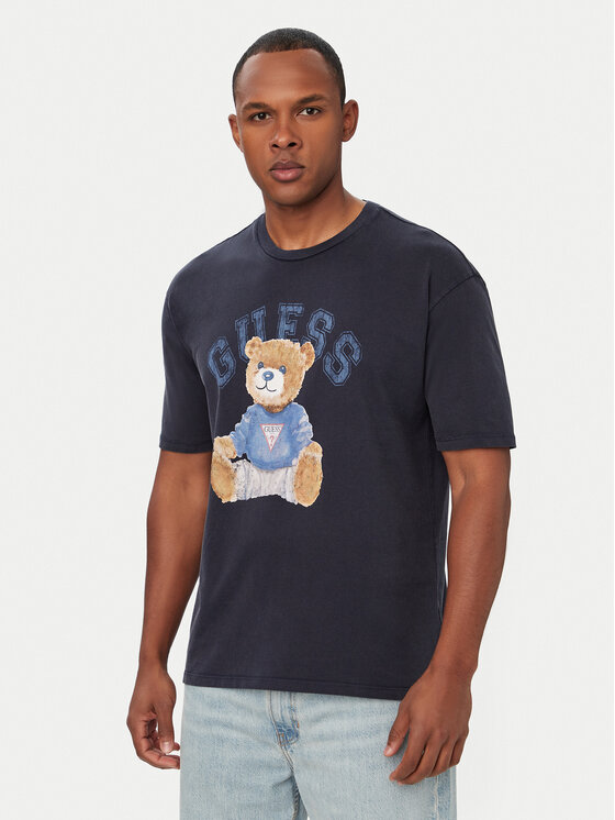 Guess Tricou 182885 Albastru Classic Fit