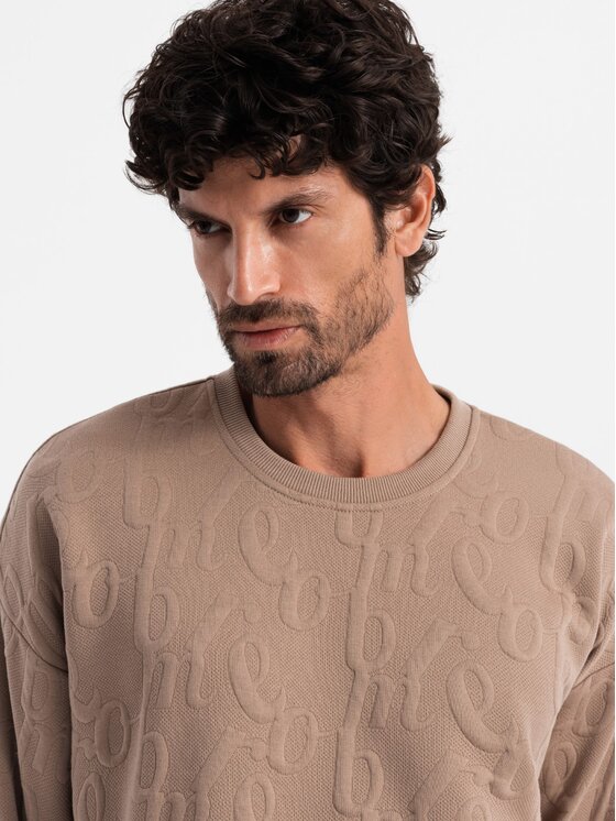 Ombre Ombre Mikina OM-SSNZ-0164 Hnědá Relaxed Fit