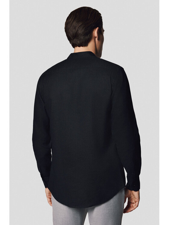 Lancerto Lancerto Koszula Koszula Czarna z Lnem Berit KO073125000005 Czarny Slim Fit