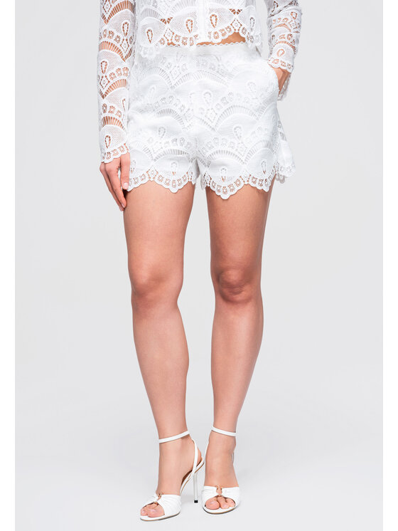 Ombre Ombre Szorty materiałowe OW-ST-E0001 Biały Relaxed Fit
