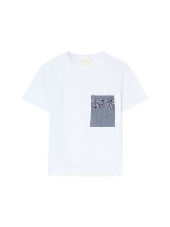 Motivi Motivi T-Shirt G085W003925N011 Biały Boxy Fit