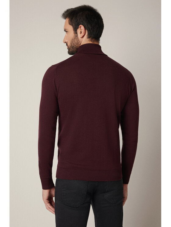 Lancerto Lancerto Sweter Sindre SW073225000059 Bordowy Regular Fit