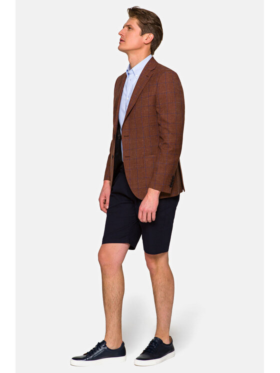 Lancerto Lancerto Marynarka Medina Brązowy Slim Fit