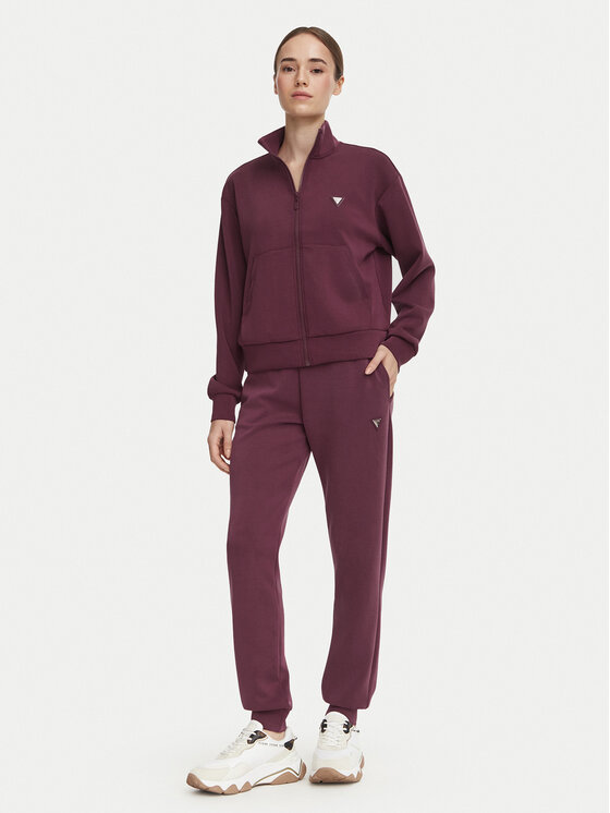 Guess Guess Spodnie dresowe V4YB08 KCAY2 Bordowy Regular Fit