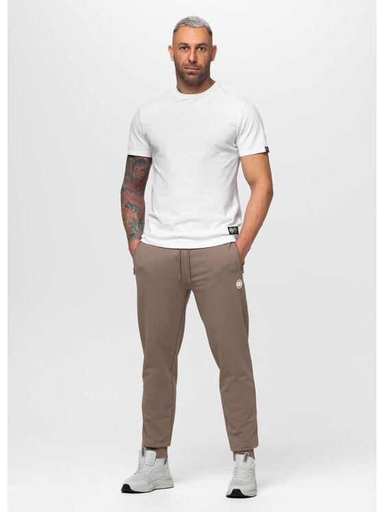 PITBULL PITBULL Spodnie dresowe SMALL LOGO NUGGET Brązowy Regular Fit