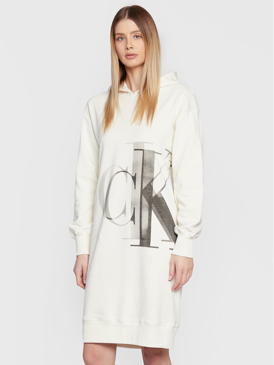Calvin Klein Jeans Rochie tricotată J20J220362 Bej Relaxed Fit Bej imagine noua