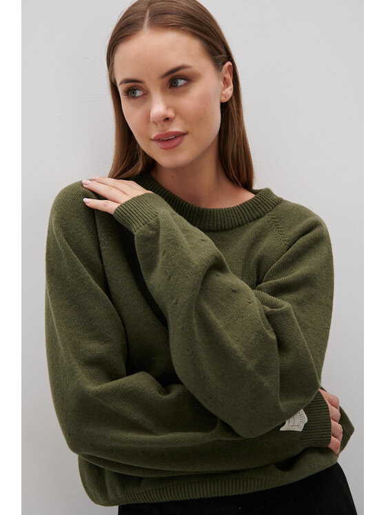 Fobya Fobya Sweter F2063 Zielony Basic Fit