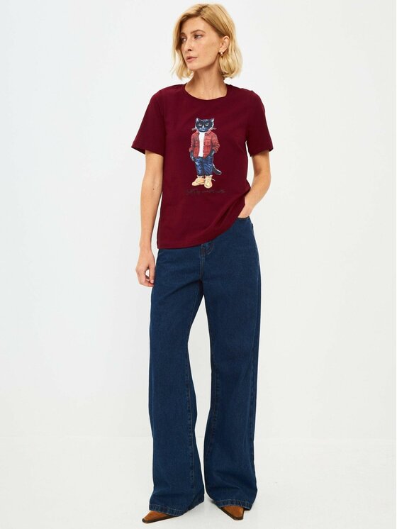 CAT by maniita lacitta CAT by maniita lacitta T-Shirt Printed T-shirt Czerwony Regular Fit